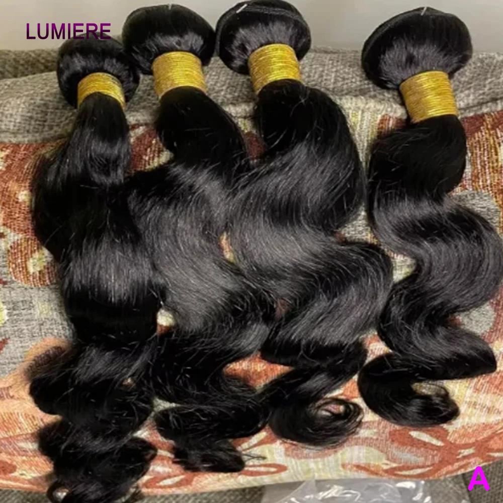 Vague de corps lâche vierge brute indienne gros cheveux humains 3/4 paquets affaire pour les femmes