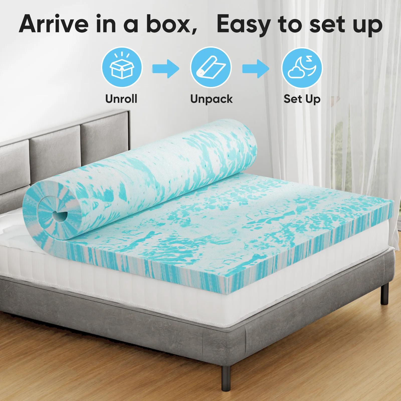 JHK 2-3 pouces Gel mousse à mémoire de forme surmatelas pleine taille matelas de refroidissement dou