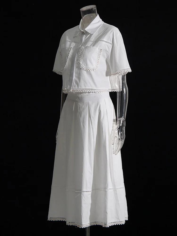 TWOTWurea YLE-Ensemble Deux Pièces pour Femme, Couleur Unie, Revers, Manches Courtes, Taille Haute,