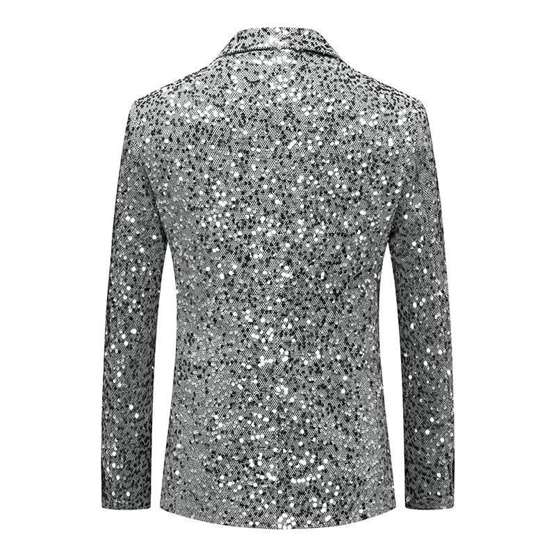 Veste à paillettes pour hommes, blazer à sequins imbibés d'or et d'argent, mode d'affaires, manteau