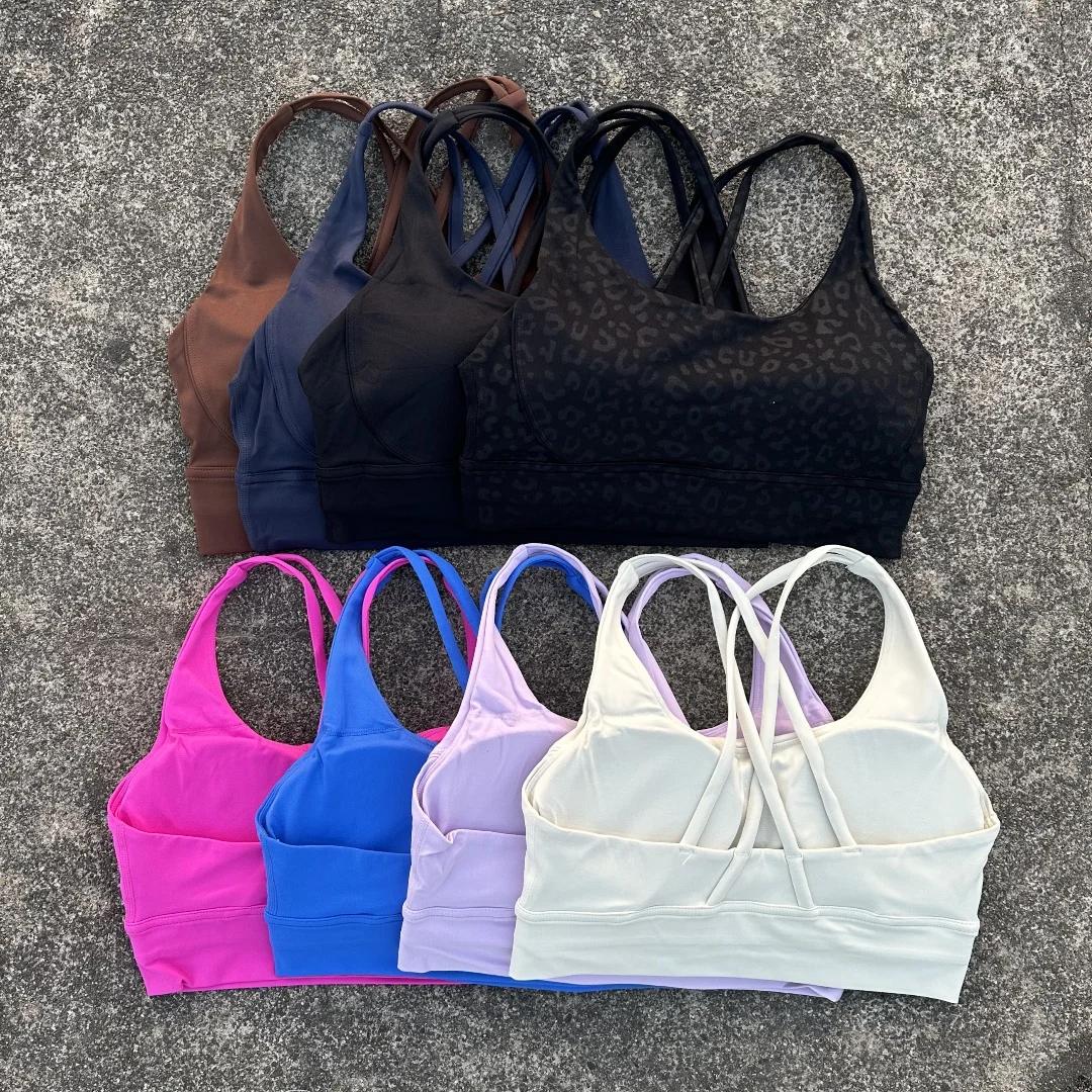 Soutien-gorge sport femme dos croisé Fitness Yoga doux avec coussinets poitrine et sangle épaule