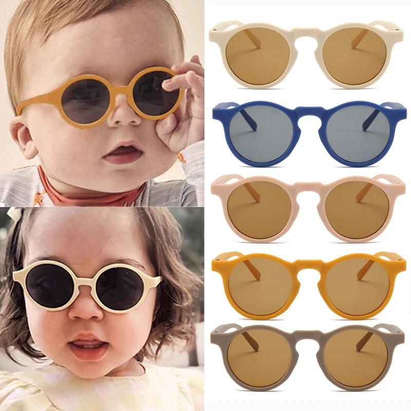 Nouveaux enfants Vintage givré rond extérieur Protection solaire lunettes de soleil bébé filles acry