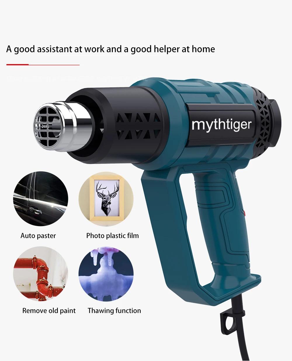 Pistolet thermique industriel 220V avec prise EU, sèche-cheveux, pistolet à air chaud pour la constr