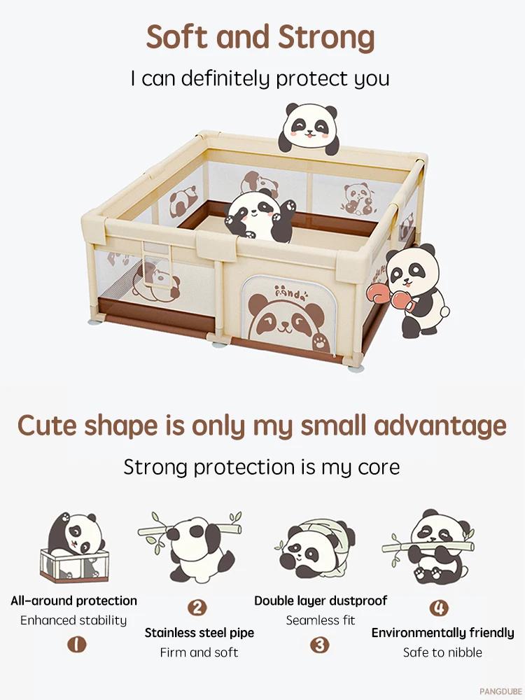 Parc de jeu pour bébé PANGDUBE Panda Dinosaur, grande clôture de sécurité pour enfants, aire de jeux