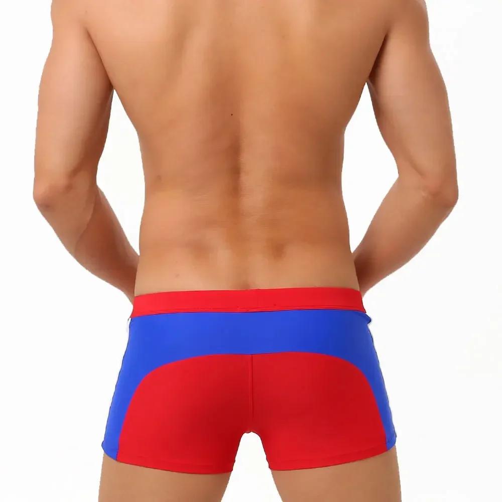 Maillot de bain sexy pour hommes avec poche zippée - Boxer à séchage rapide pour la plage et la natation