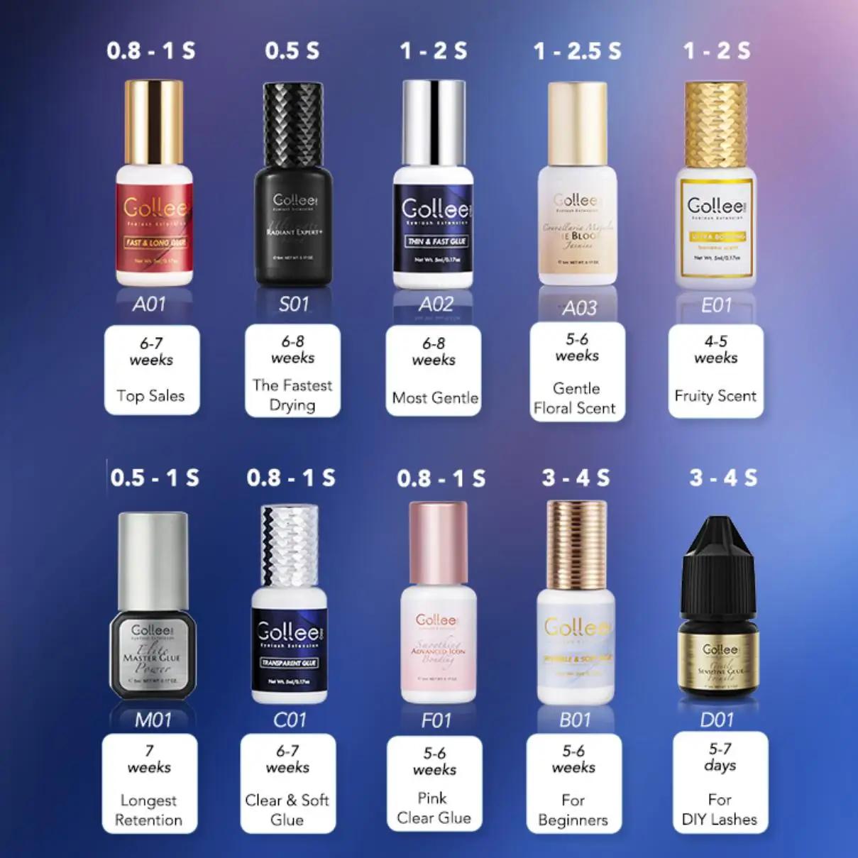 Gollee 5ml colle d'extension de cils 0.5 secondes séchage rapide colle d'extension de faux cils Goll
