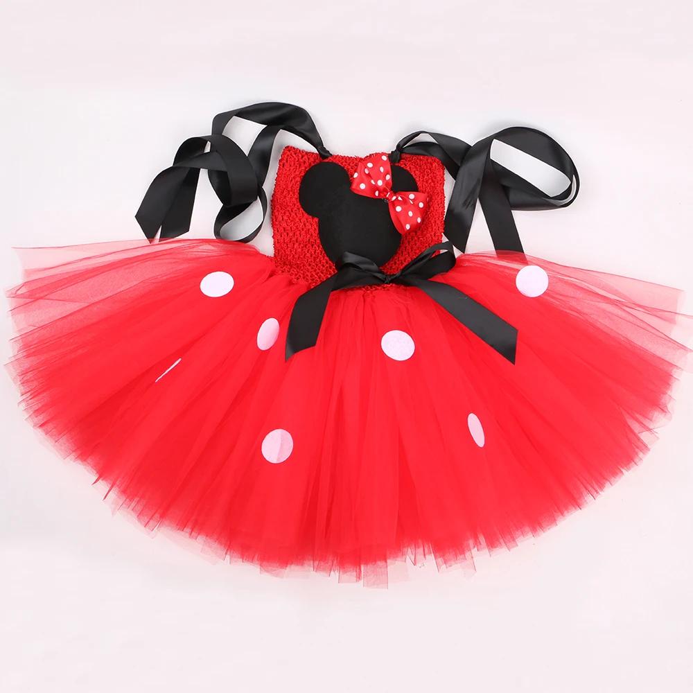 Filles rose rouge Minnie Tutu robe Costume à pois enfant en bas âge filles fantaisie princesse habil
