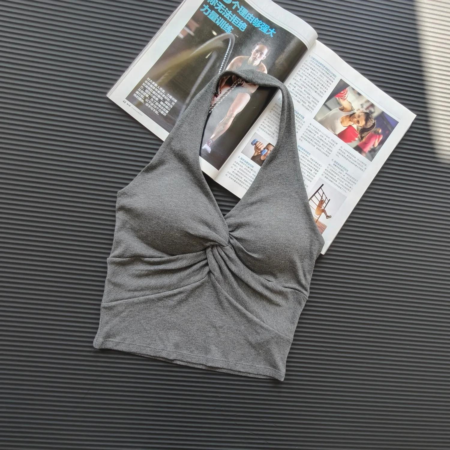 Soutien-gorge de yoga sexy dos nu à col halter, séchage rapide, sensation seconde peau, rembourré, b