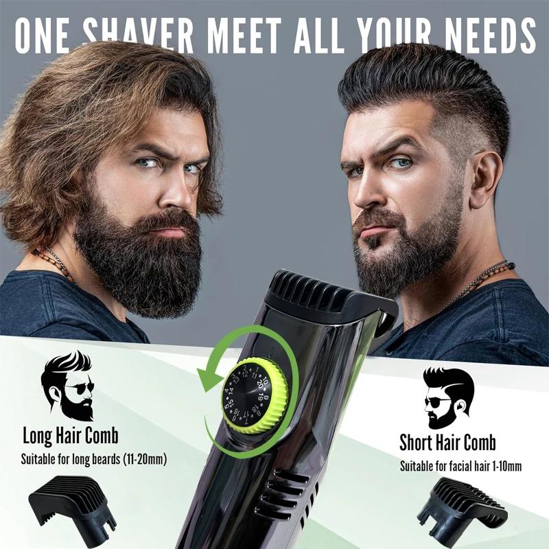 Tondeuse à barbe sans fil pour hommes, rasoir électrique Rechargeable avec 20 garnitures, tondeuse s