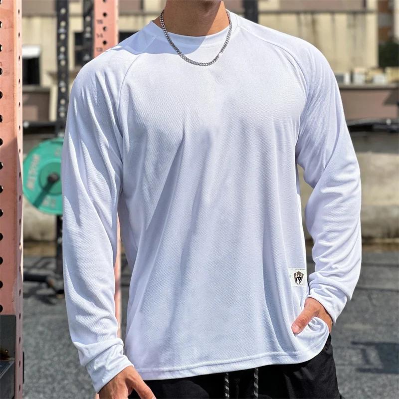 T-shirt sport homme manches longues automne - Maille respirante fitness running entraînement haute qualité