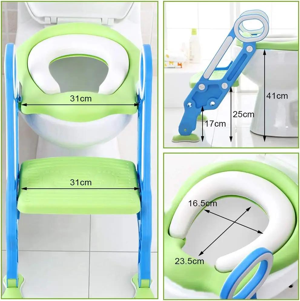 Entraîneur de Toilette Pot d'apprentissage avec Main Courante d'escalier Coussin Souple en PU Anti-d