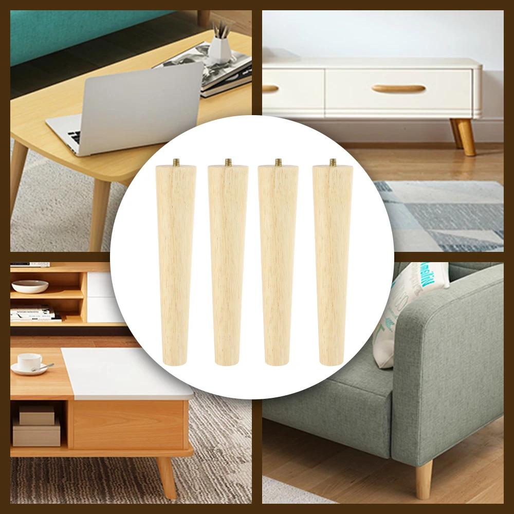 Pieds de meubles de remplacement en bois, 4 pièces, 8/15/20/25cm de hauteur, pied de Table avec vis,