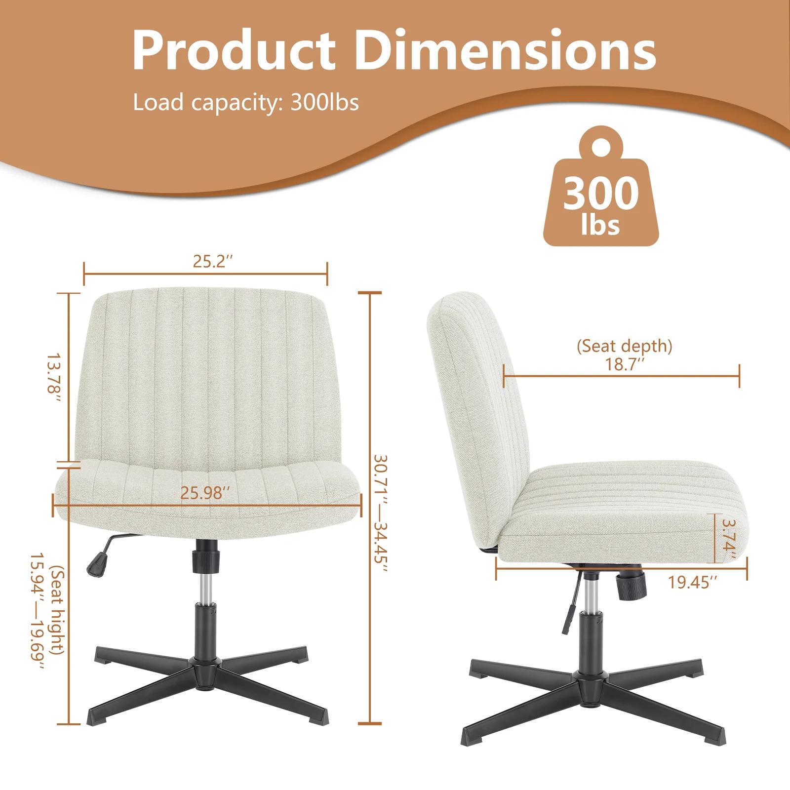 JIan-Chaise à bascule en tissu à jambes croisées, bureau large sans bras, bureau à bascule réglable,