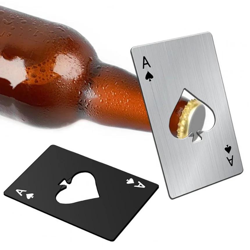Ouvre-bouteille créatif en forme de Poker, en acier inoxydable, format carte de crédit, Bar, Restaur