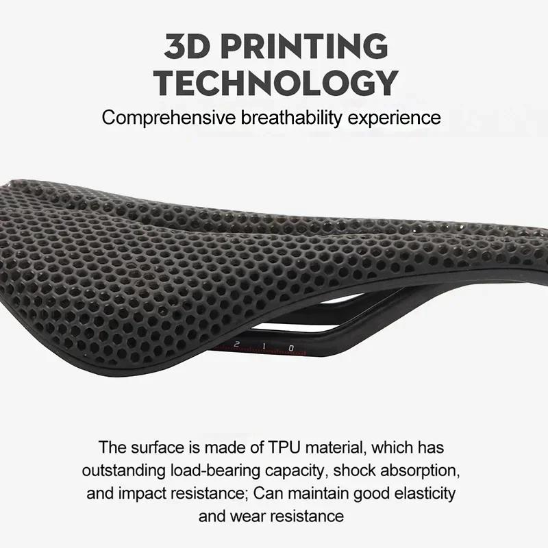 Selle de vélo imprimée en 3D ultralégère en Fiber de carbone, coussin de siège de vélo de route et d