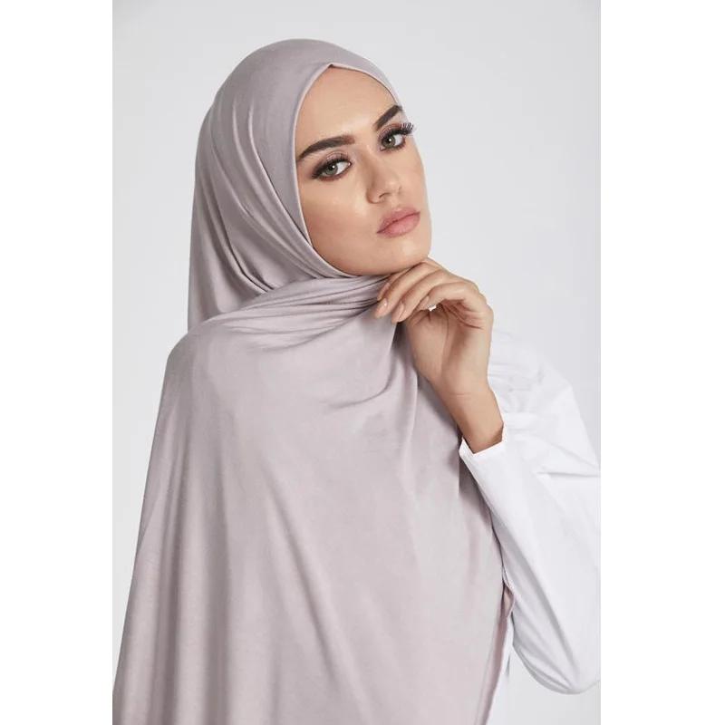 Écharpe Hijab en Jersey de Coton Modal pour Femme, Long Châle Musulman, Turban Doux Uni, Bandeau de