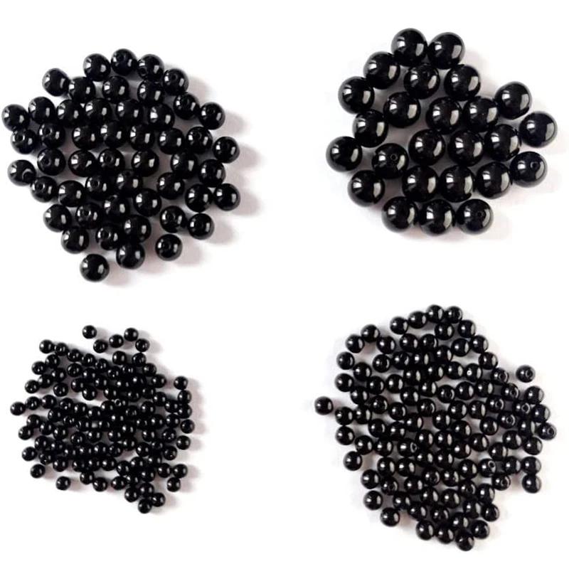 Lot de 100 perles de pêche de 3mm à 8mm, bouchon d'espace noir rond, haricots durs souples, leurres