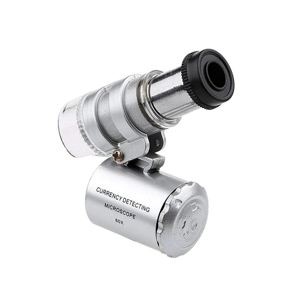 60X Mini Microscope bijoutier Loupe lentille éclairée Loupe 3 LED avec Loupe à lentille de lumière U