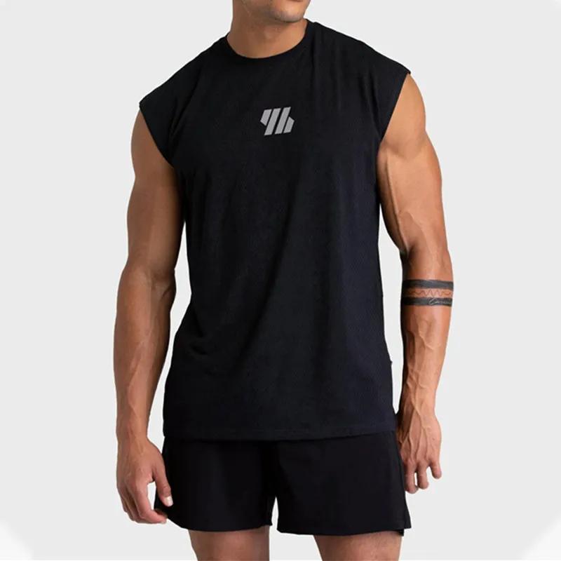 Gilet sport homme sans manches 2025 - Débardeur fitness large épaules séchage rapide maille