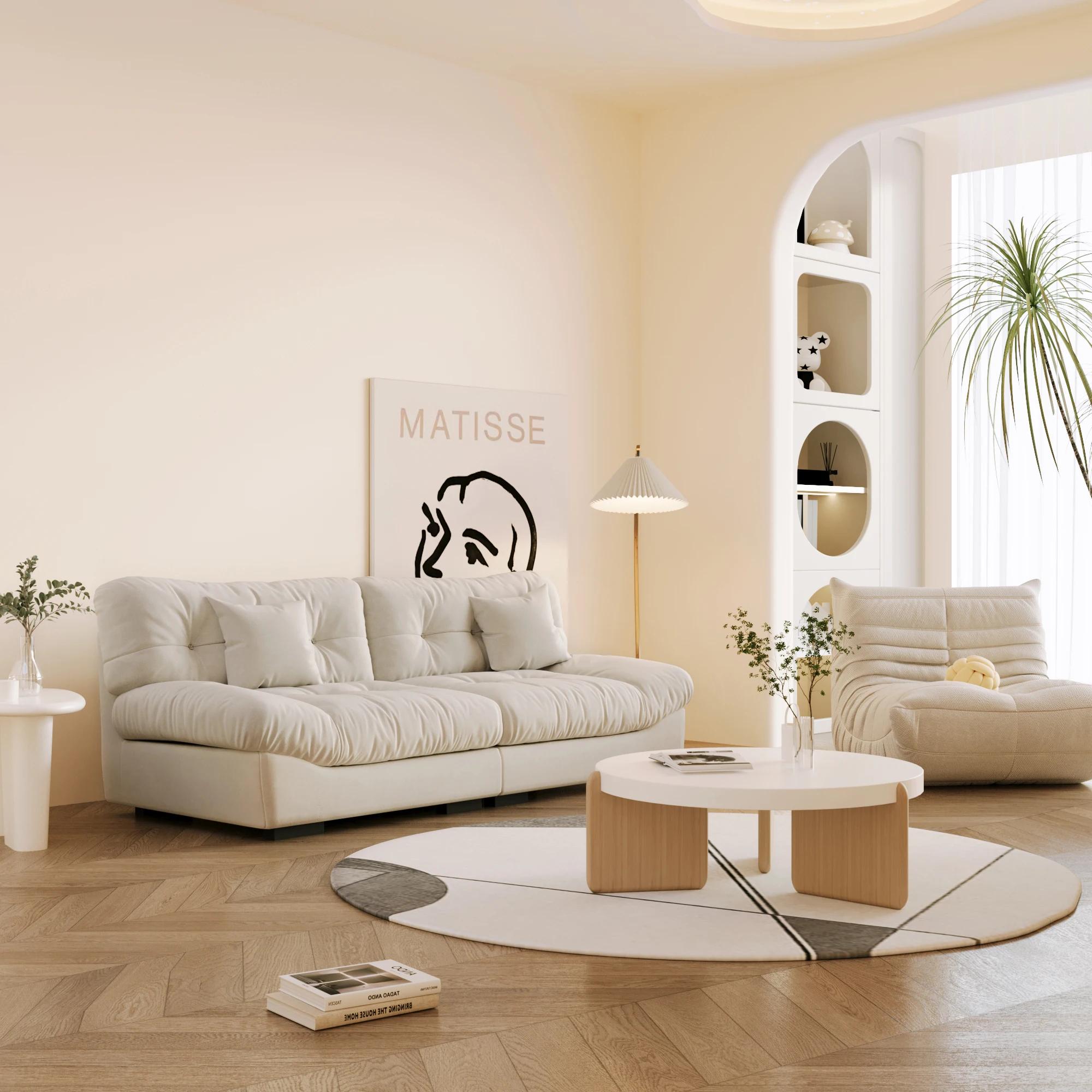 Canapé en tissu de velours sablé pour salon, canapé sectionnel moelleux, causeuse minimaliste modern