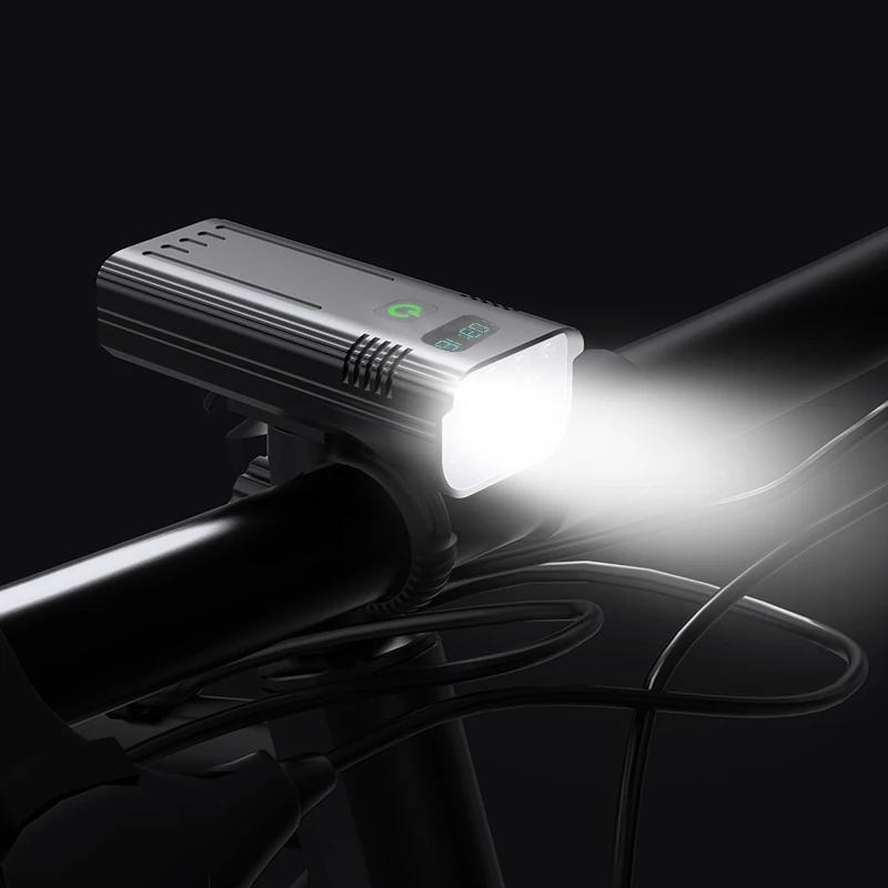 Lumière de vélo 10000mAh, 12led, indicateur de batterie numérique de Type C, ensemble d'éclairage de
