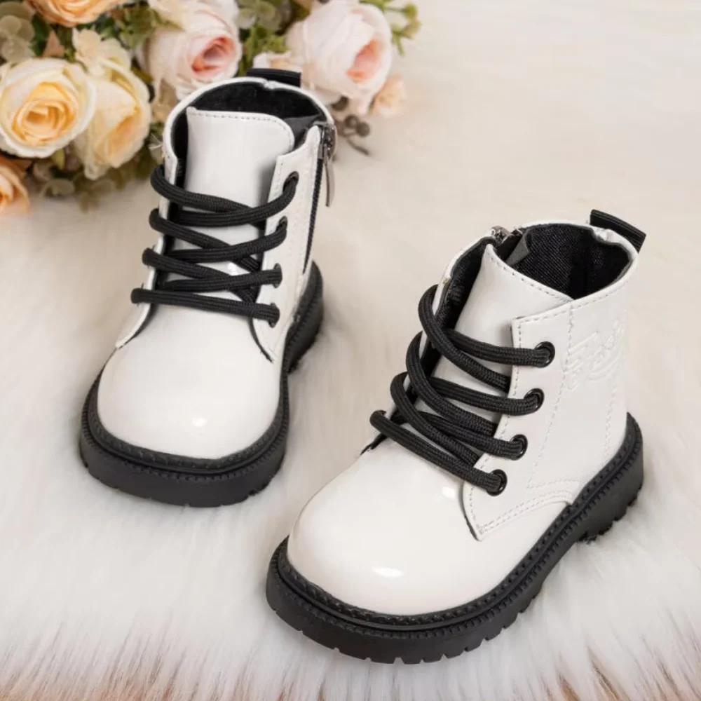 Chaussures d'automne et d'hiver pour enfants, bottes imperméables en cuir PU pour enfants, bottes ha