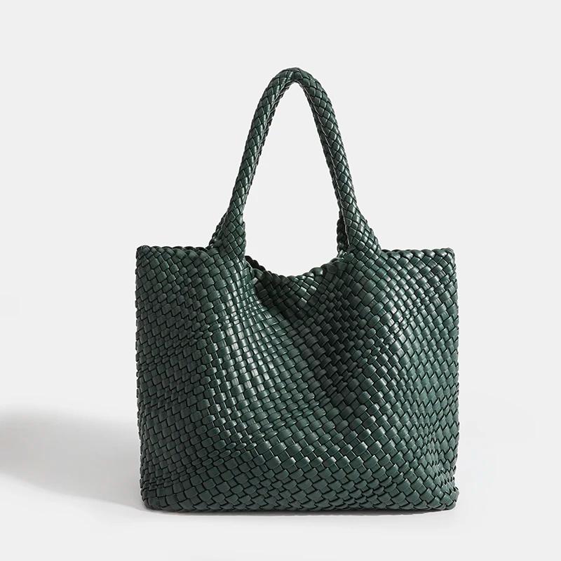 Sac fourre-tout tissé pour femmes, sac à main souple pliable à poignée supérieure, sac Hobo à la mod