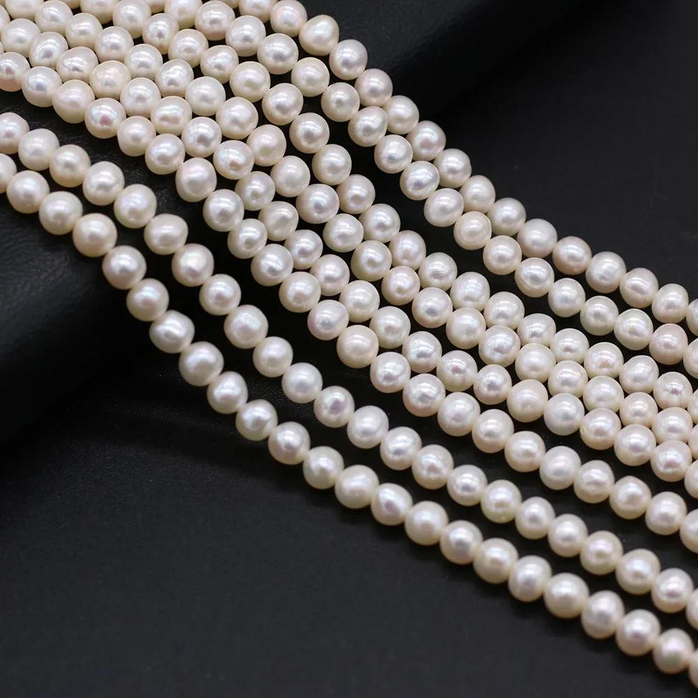 Perles d'Eau Douce Naturelles Blanches AAA + de 4 à 5mm, Perles Rondes d'Espacement pour Bijoux de B
