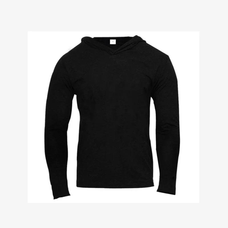 Nouveau sweat-shirt à capuche uni pour homme, manches longues, coton, fitness, musculation, coupe aj