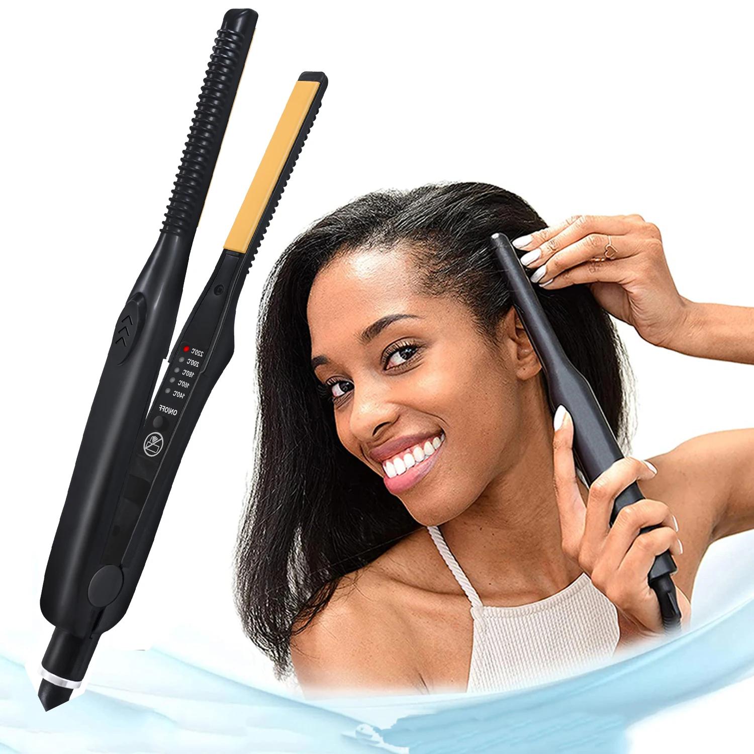 Lisseur et boucleur 2-en-1, petit fer plat en céramique, outil de coiffage pour cheveux courts, pour