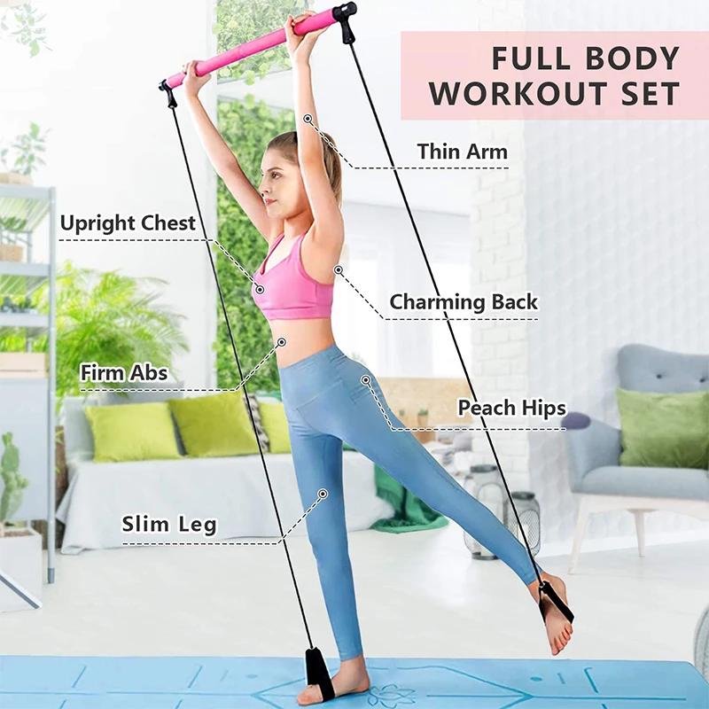Combinaison de barre de Pilates multifonctionnelle, barre de Fitness, Yoga, Expansion de la poitrine