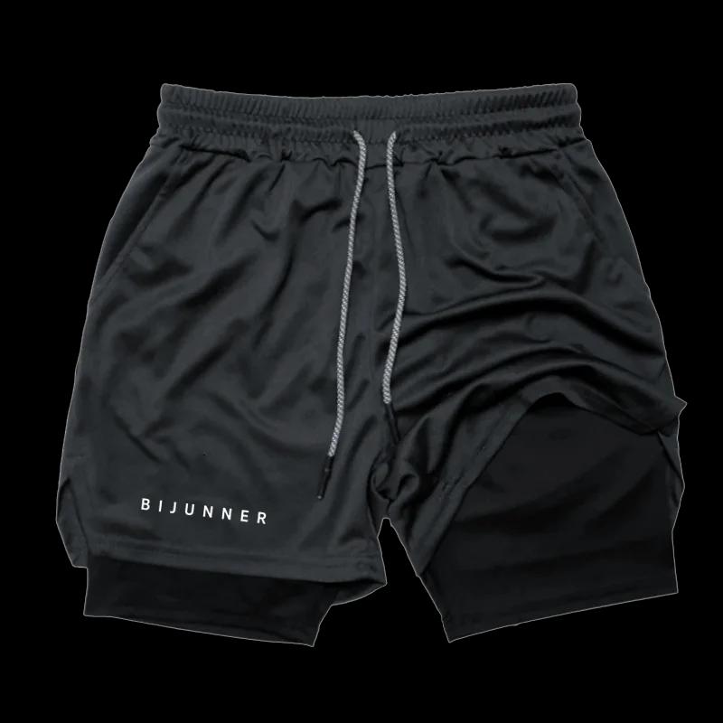 Short de course serré extensible pour hommes, Short de sport 2 en 1, bas d'entraînement, Fitness, Jo