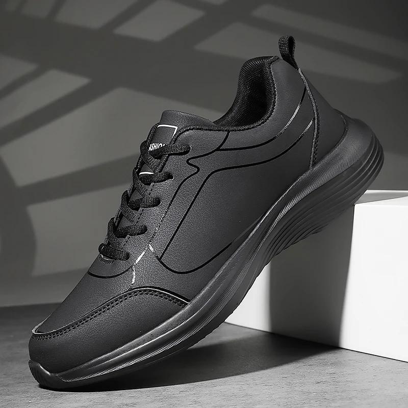 2025 nouveaux hommes légers baskets en cuir décontractées antidérapant respirant mâle chaussures de
