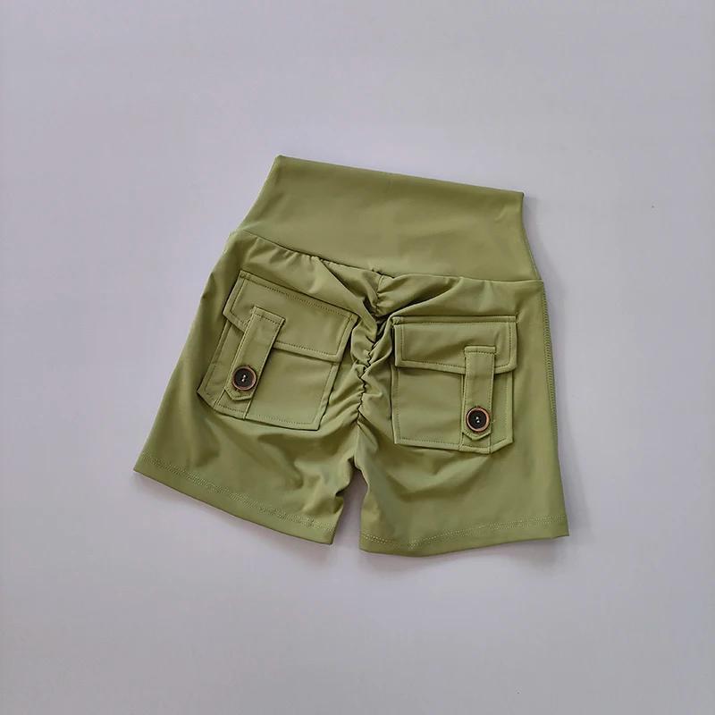 Short fitness taille haute sans couture femme - Pantalon levage hanche serré sport course danse