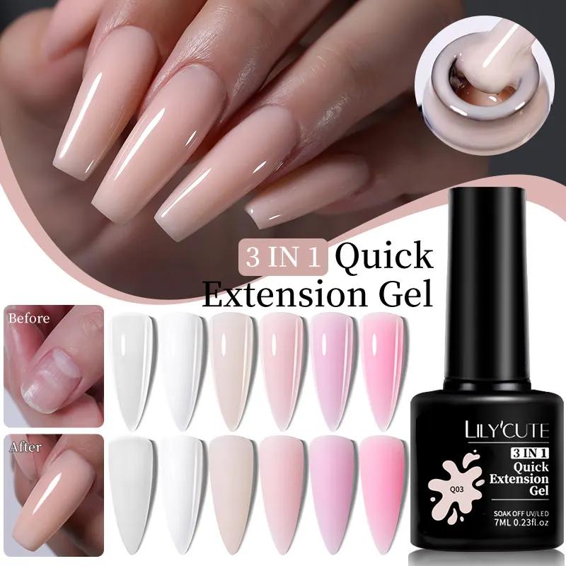 LILYCUTE 7ML Extension rapide Gel pour ongles Vernis Semi Permanent acrylique cristal blanc clair Nu
