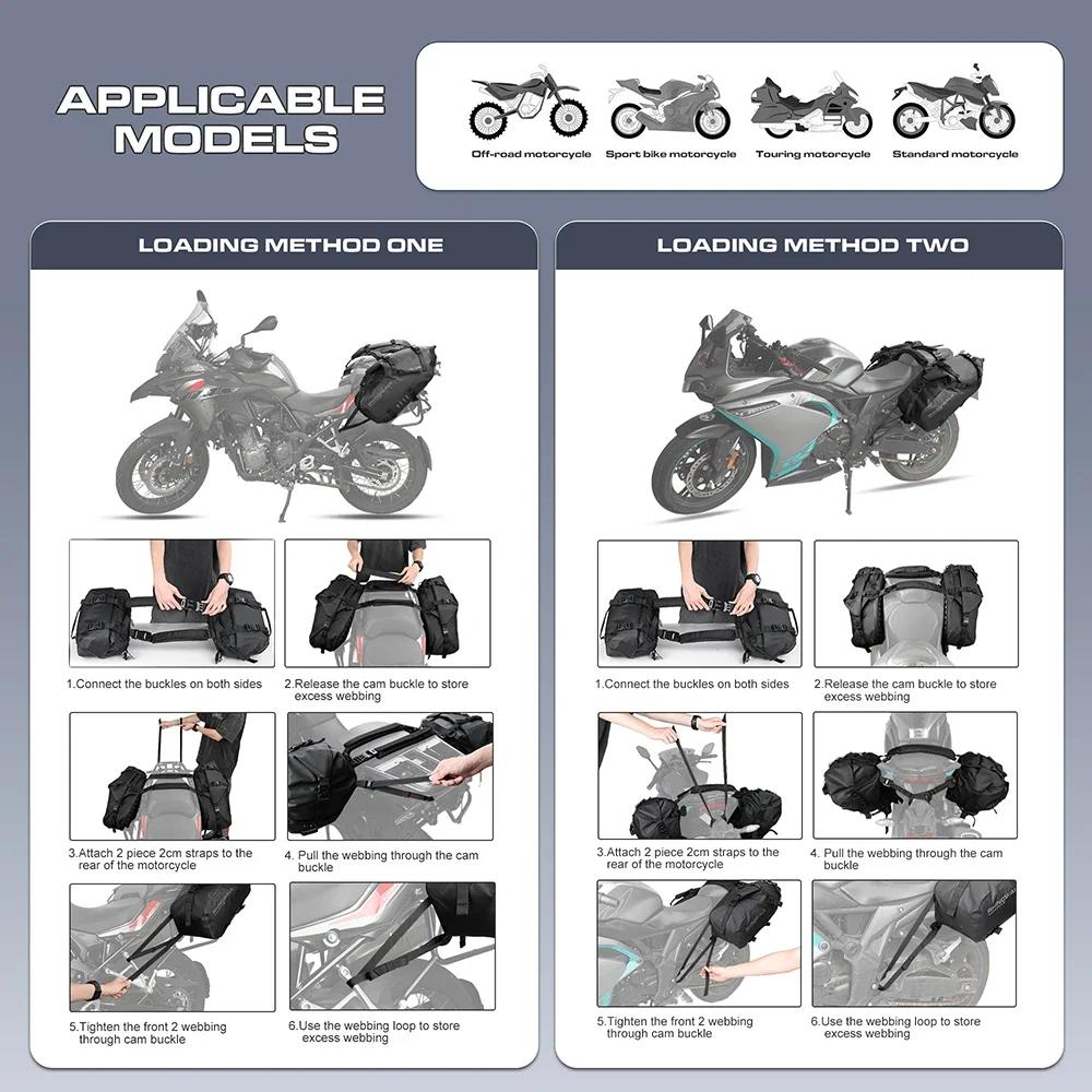 Sac selle moto Rhinowalk 18L étanche - Bagage latéral 9L+9L pour Honda Suzuki Yamaha KTM