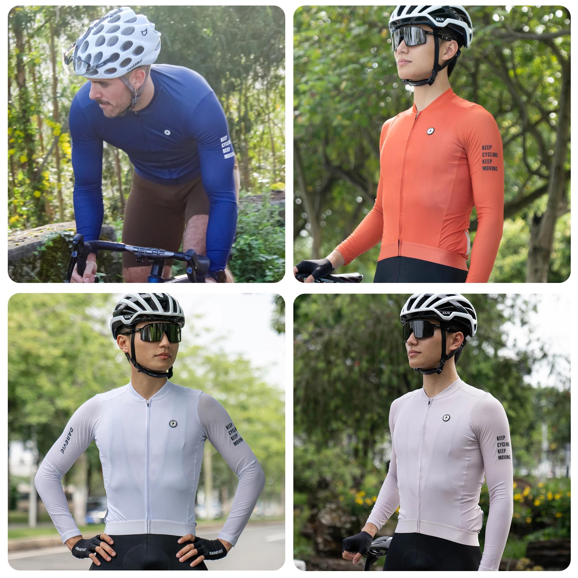 DAREVIE Maillot de cyclisme respirant à manches longues pour hommes et femmes, maille à bulles 3D, p