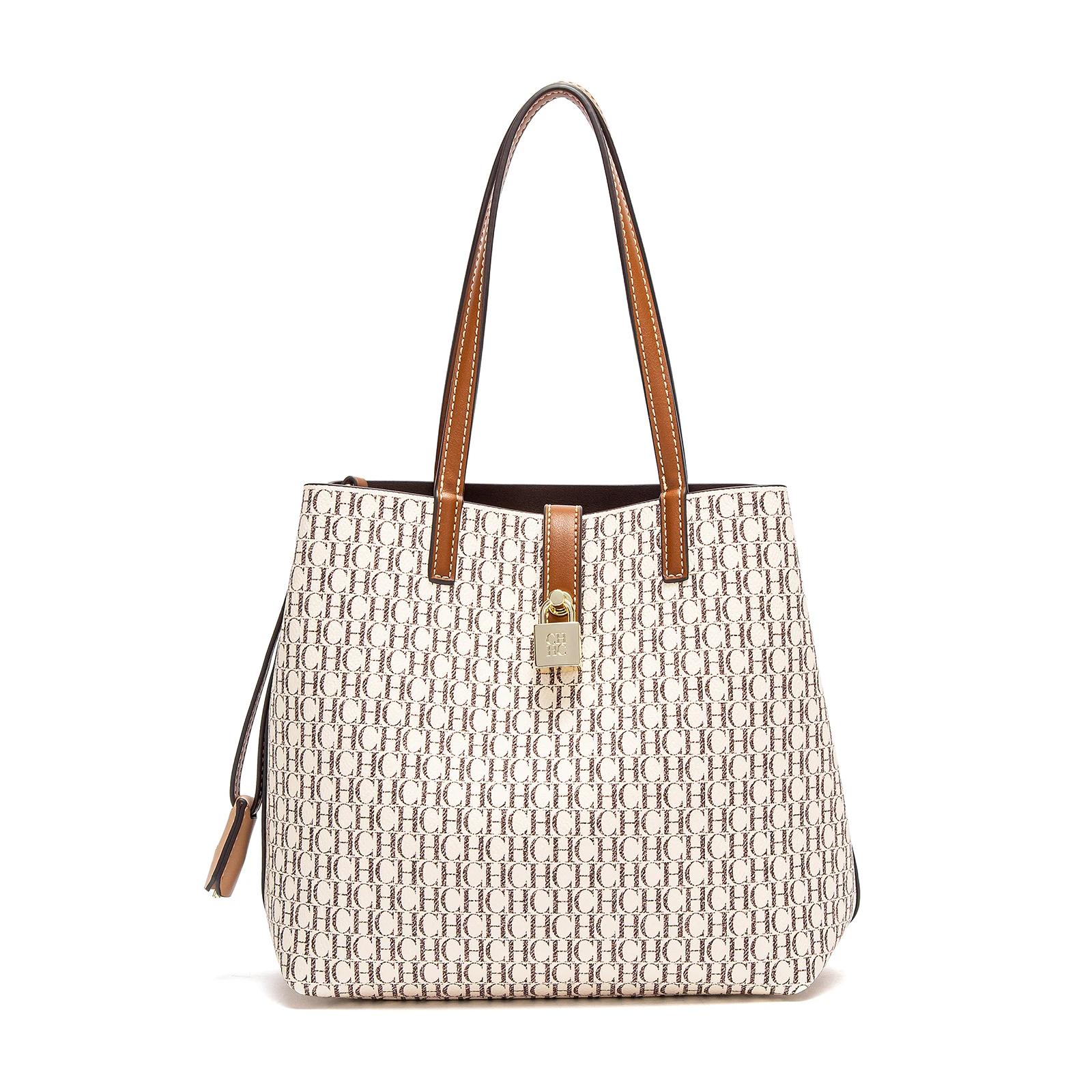 CHCH Sac fourre-tout Printemps Grande capacité Sac à main Simple Beige 27x12x22cm