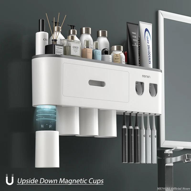 MENGNI-support de brosse à dents à Adsorption magnétique inversée, presse-dentifrice automatique mur