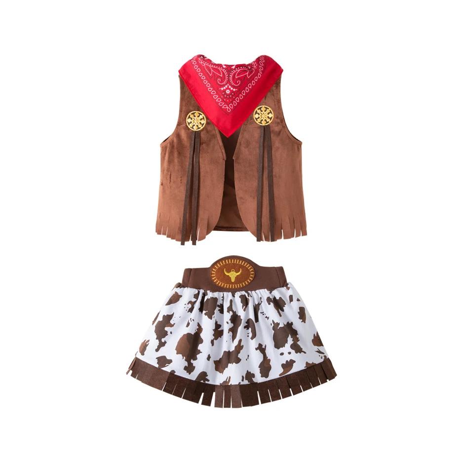 Ensemble de costume de cow-boy pour filles, tenue de déguisement sur le thème western avec veste, ju