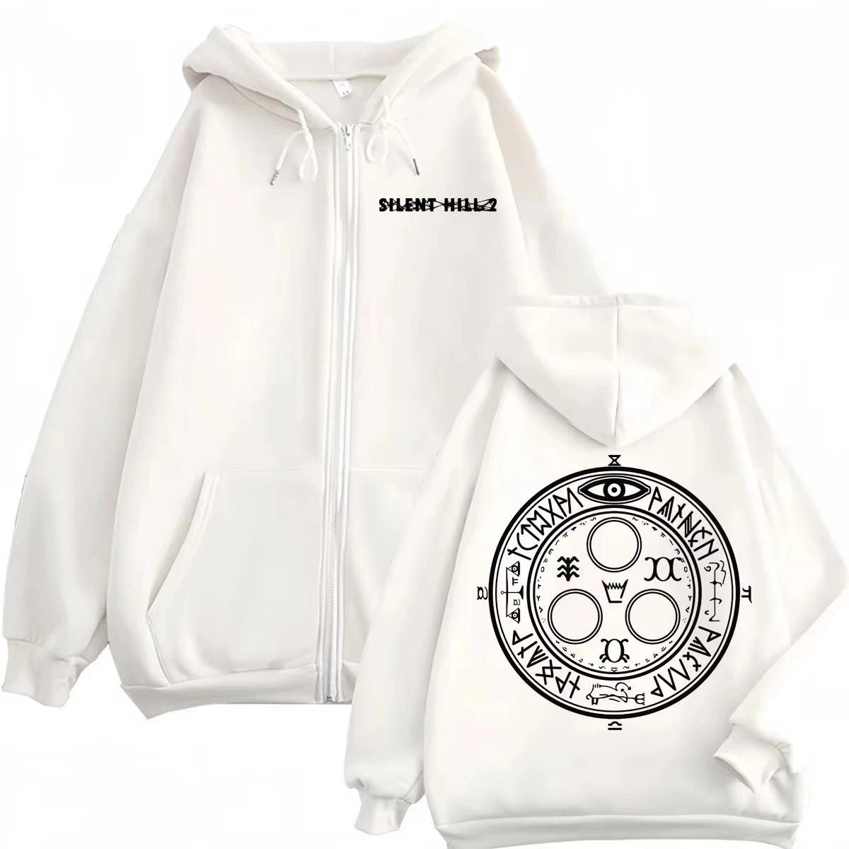 2025 Limited Silent Hill Game Print Zipper Hoodies Haute Qualité Mode Zip Up Pulls Hommes Femmes Déc