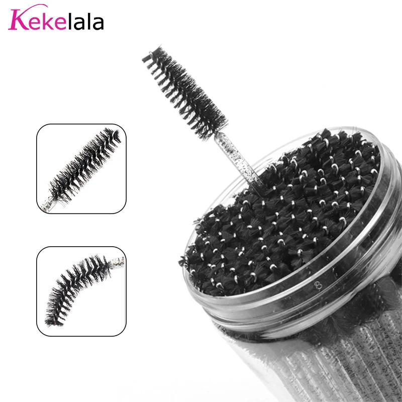 Brosses d'extension de cils avec récipient, 50 pièces/bouteille, baguettes de Mascara pour sourcils,