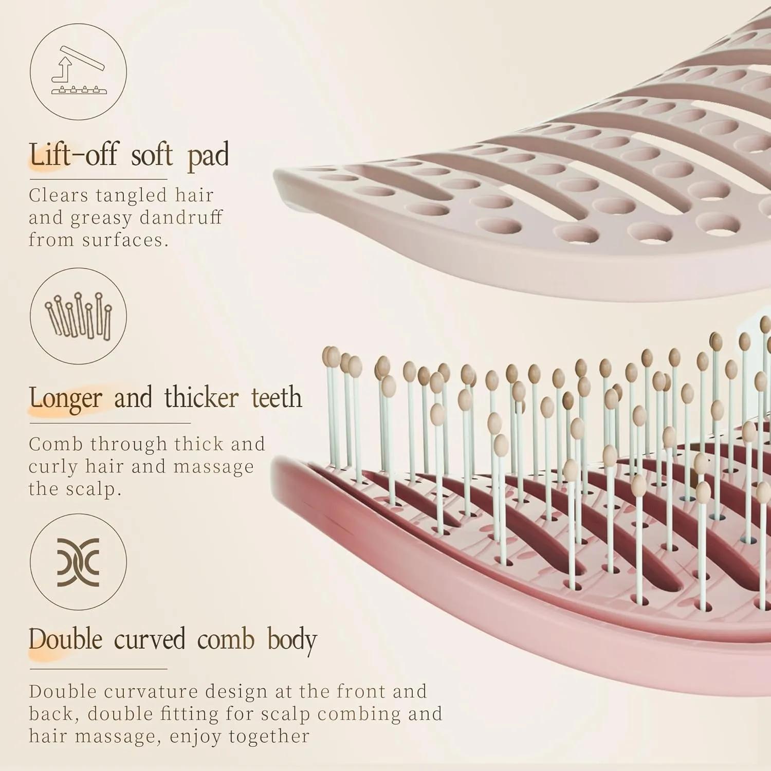 Brosse à cheveux volumisante avec livres intégrés, coiffure, massage, point d'acupuncture, peigne à