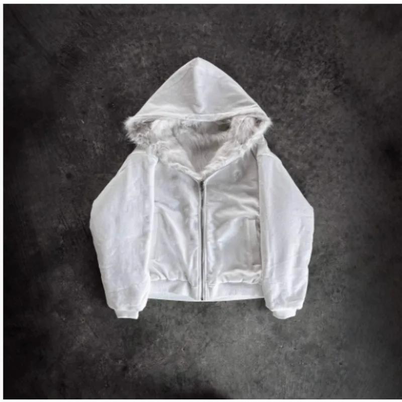 Manteau Parka surdimensionné en fausse fourrure pour homme, épais et chaud, noir, réversible, avec c