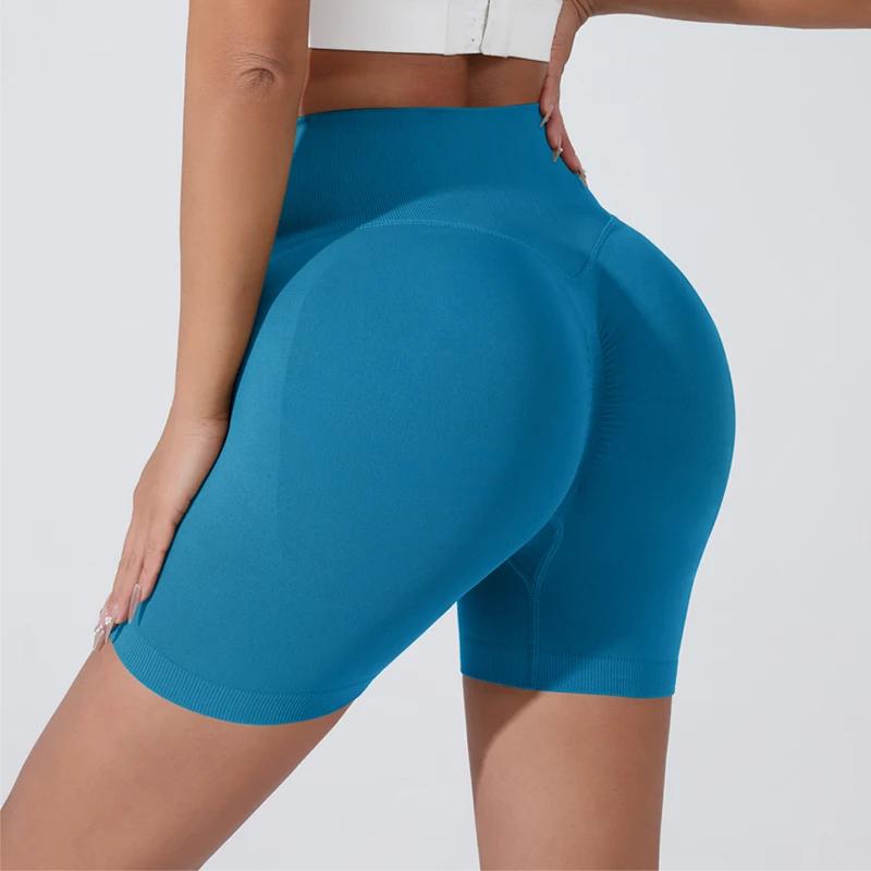 Short de yoga respirant taille haute femme - Collants courts pour course, cyclisme et entraînement sportif