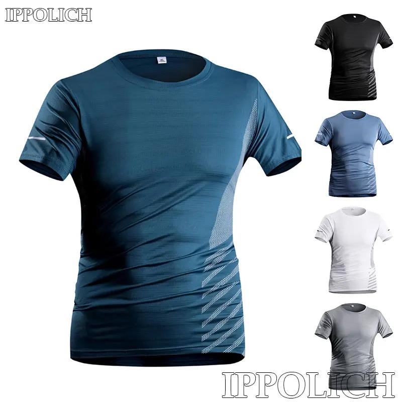 T-shirt de course à manches courtes pour hommes, Ice InjThin, Top Casting, Impression, vaccage rapid