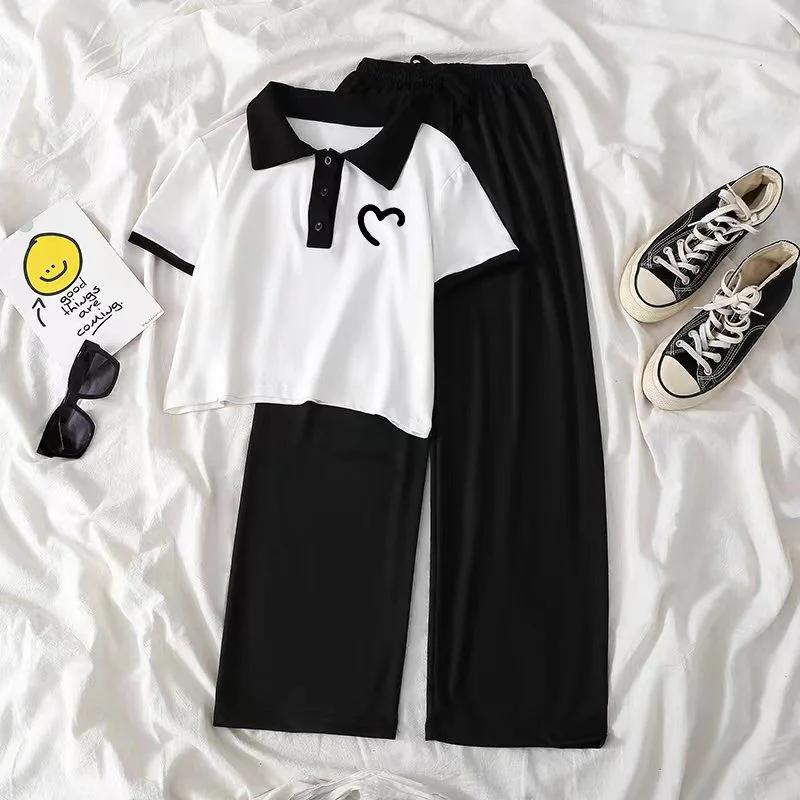 Ensembles de vêtements d'été pour adolescentes, nouveau haut tendance et pantalons à jambes larges,