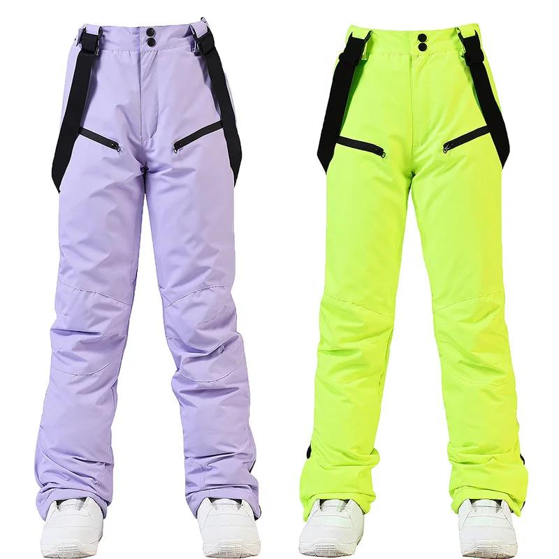 Pantalon de ski coupe-vent pour homme et femme, pantalon à bretelles imperméable, protection de la t