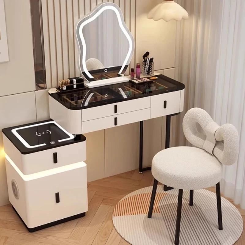 Organisateur de bijoux luxe vanité Table miroir lumières tiroirs nordique filles coiffeuse maquillag