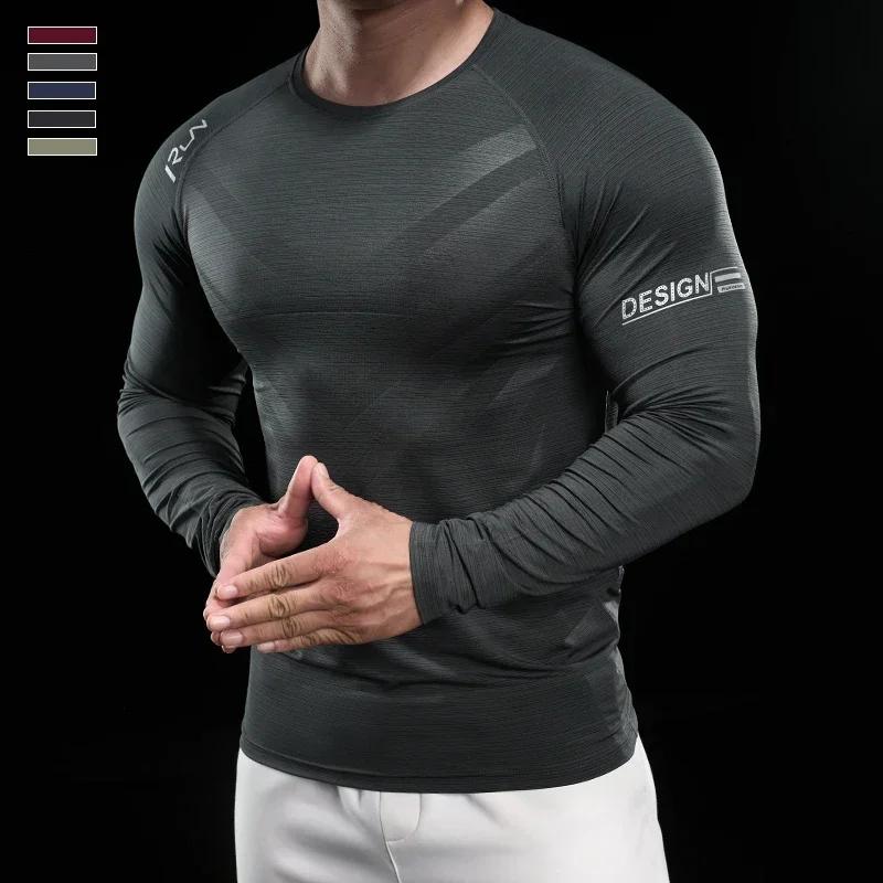 Chemise de compression à manches longues pour hommes, t-shirt de course, survêtement de jogging, che